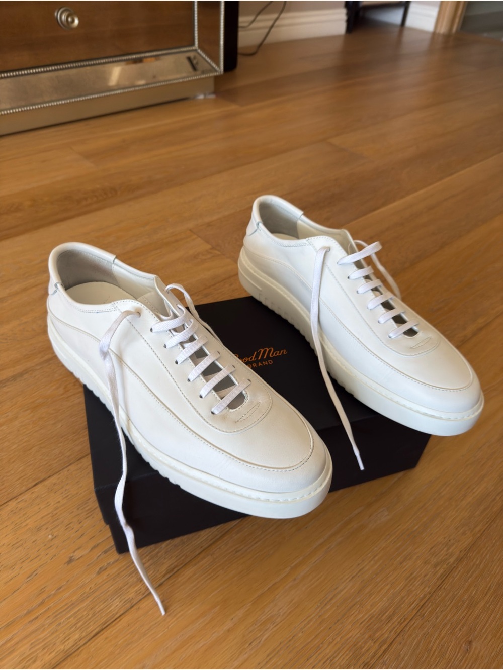Good Man Brand White Leather Low-Top Sneakers